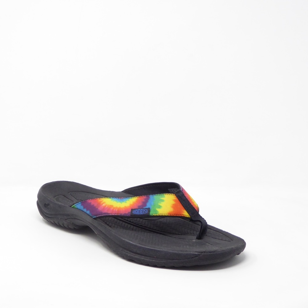 KEEN Mens Kona Flip Flop Sandals Black Rainbow Tie Dye Size 13